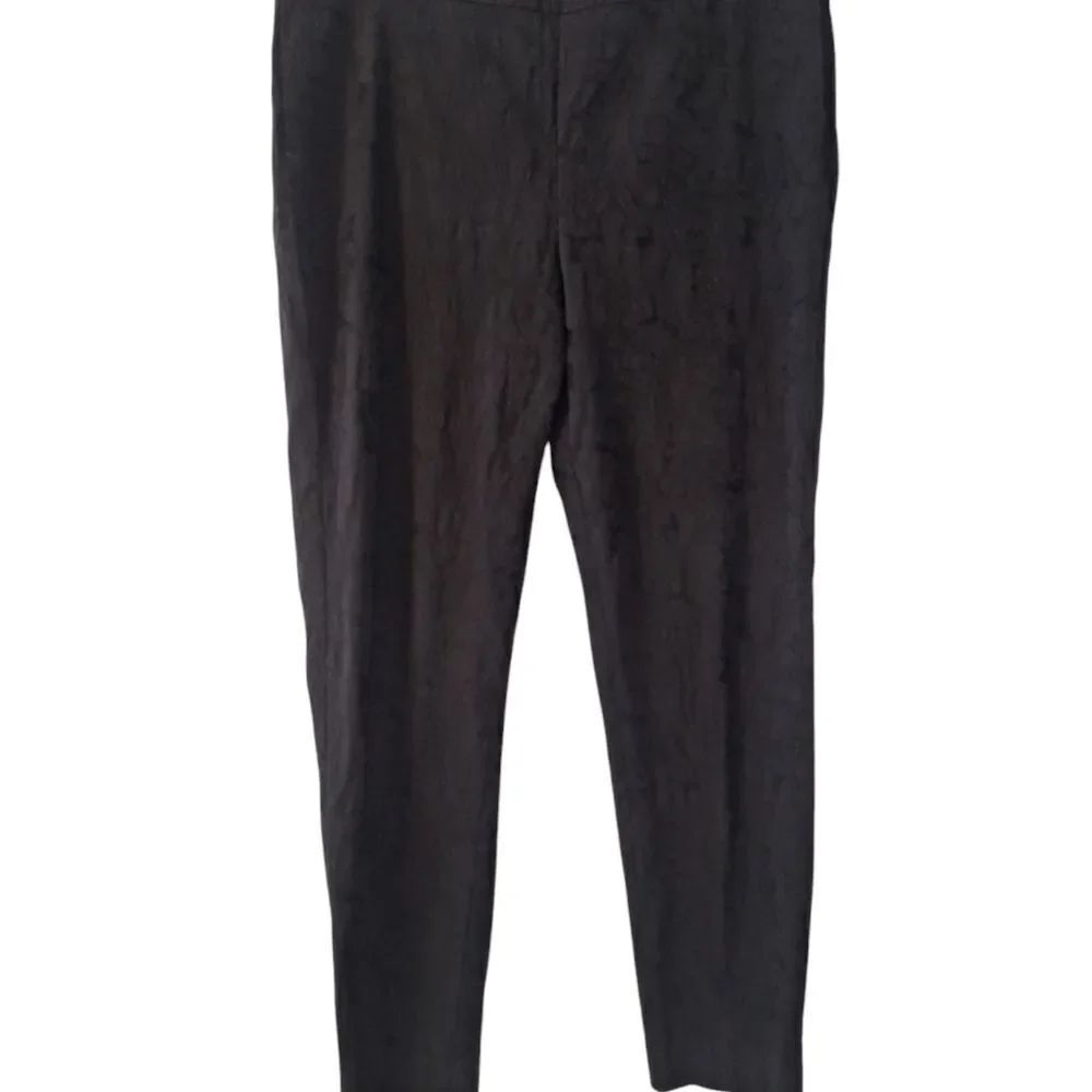Eileen Fisher black jaquared slim stencil ankle stretch pant size M